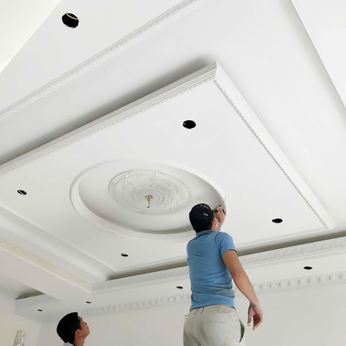 Thi công trần thạch cao xã Nam Hồng, Nam Trực, Nam Định